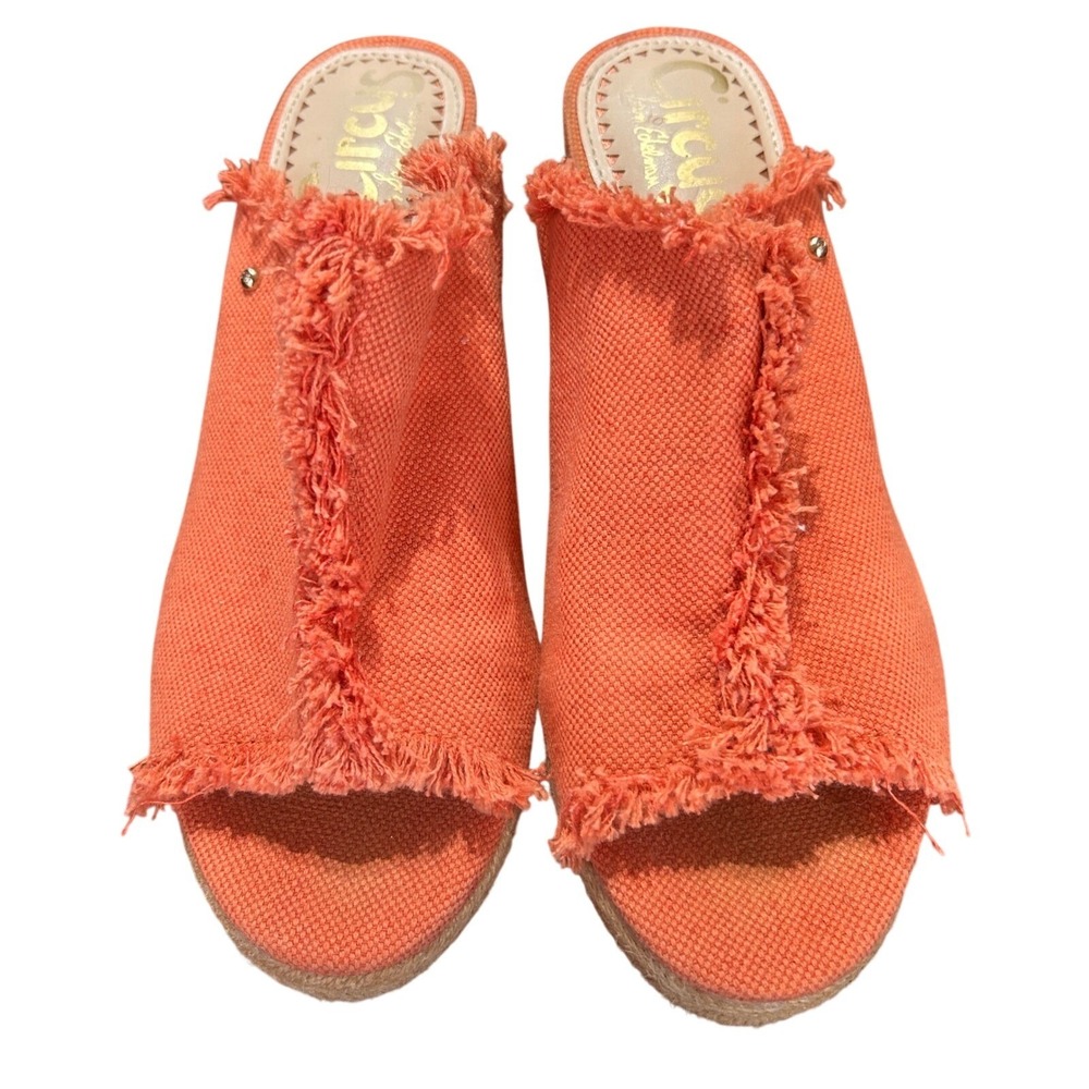 Circus by Sam Edelman Baker Canvas 6.5 Coral Excellent Boho Espadrille Wedges